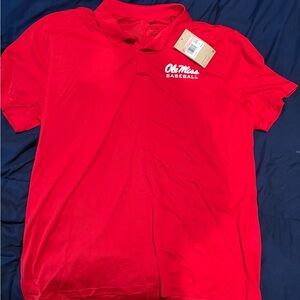 Nike Red Ole Miss Baseball Polo Shirt